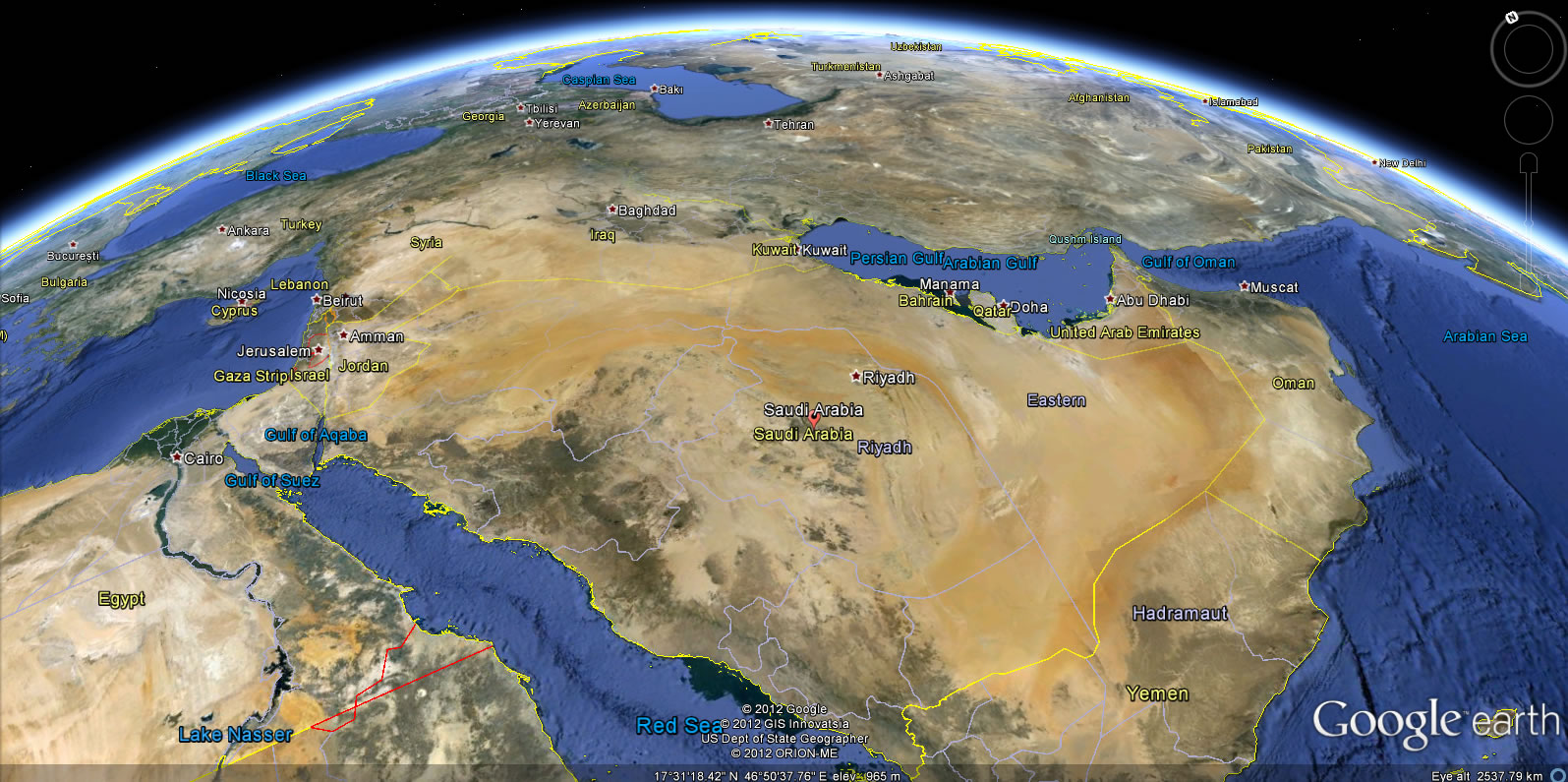 Arabie Saoudite terre carte